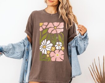 Comfort Colors® Boho Wildflower Graphic T-Shirt: Comfort Colors® Vintage Floral Tee