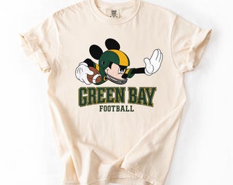 Green Bay Football T-Shirt: Vintage Game Day Mickey Mouse Comfort Colors Tee
