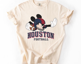 Houston Football T-Shirt: Vintage Mickey Mouse Comfort Colors Tee