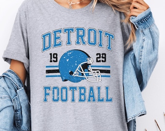 Detroit Football T-shirt, Sweatshirt | Retro Distressed Crewneck T-Shirt | Game Day Hoodie & Shirt Gift for Fans