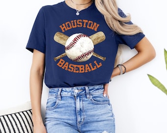 Houston Baseball T-Shirt: Retro Distressed Graphic Tee