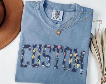 Comfort Colors® Custom Floral Comfort Colors® Shirt – Personalized Name Tee