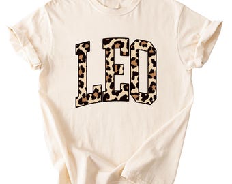 Leo Shirt, Leopard Zodiac Sign T-Shirt, Birthday Gift for Leo Women
