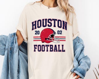Houston Football Shirt: Retro Distressed Comfort Colors Tee