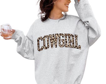 Leopard Cowgirl T-Shirt, Western Theme Sweatshirt, Rodeo Gift for Her