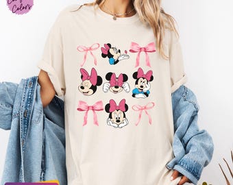 Pink Minnie Bow T-Shirt | Cute Disney Minnie Mouse Tee | Girly Minnie Bow Shirt for Women & Girls Comfort Colors® Shirt