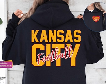 Kansas City Football Hoodie & Sweatshirt | Front Back Design | Game Day KC Fan Apparel