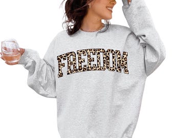 Freedom Leopard Print T-Shirt, Patriotic Sweatshirt, American Pride Gift