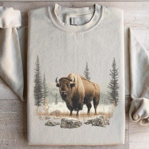 Buffalo Mountain Wilderness Sweatshirt - Cozy Unisex Crewneck for Nature Lovers - Wildlife-Inspired Pullover - Perfect Outdoor Gift