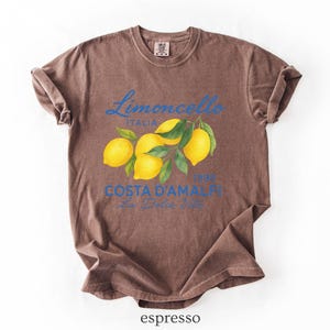 a brown t - shirt with lemons on it