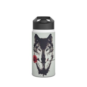 WOLF SPIRIT ANIMAL Botella de agua personalizada Regalo personalizado para mujeres Hombres Él Sus adolescentes Botella de bebida aislada Botella de acero inoxidableTwistLid