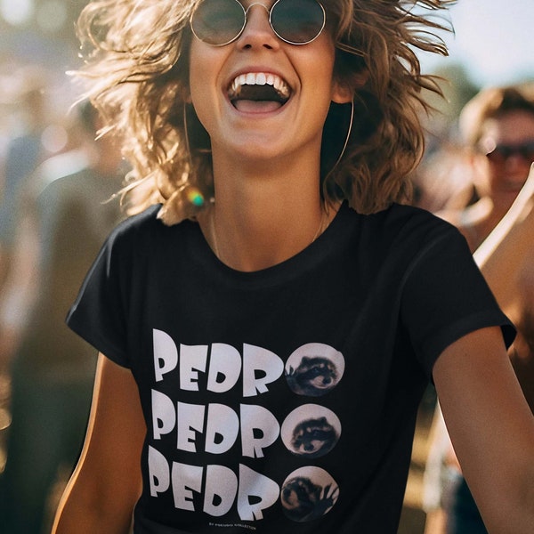 Pedro Pedro Pedro lustiges Waschbär T-Shirt für Damen Meme Tiktok Trend Viral Geschenk