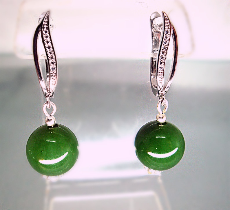 Authentic green Nephrite Jade Siberian Cat/'s Eye Nephrite Jade Earrings Pendant set High Quality Cats Eye nephrite jade from Siberia