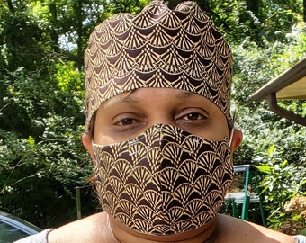 African print Scrub Cap and mask