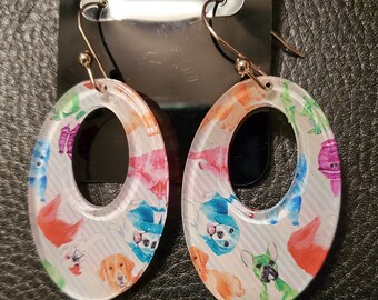 Doggie print acrylic earrings