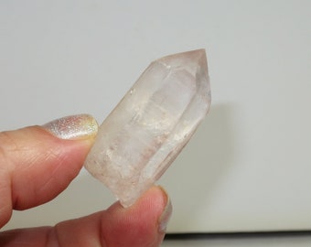 Time Link x2 - Pale Pink Lemurian Quartz Crystal Point from Minas Gerais Brazil - 2015 Shipment OOAK