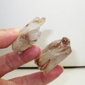 Pair Tabby Pretty Friends Red Amphibole Quartz Crystal Point From The Lemurian Mines Brazil image 2