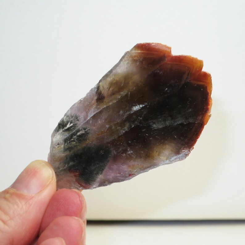 Gorgeous OOAK Halved & Polished Red Capped Auralite 23 Quartz Crystal Point  - 2018 Shipment
