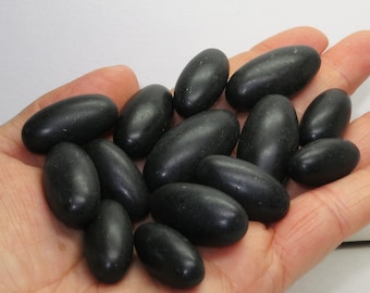 Trio of One Inch Size - Rarest Color - Black - Sacred Shiva Lingham / Lingam from India