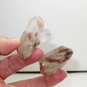 Pair Tabby Pretty Friends Red Amphibole Quartz Crystal Point From The Lemurian Mines Brazil image 1