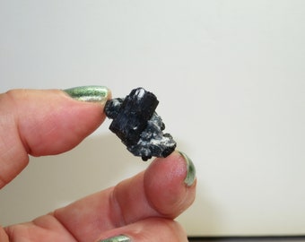 2004 Find - Deep Blue Tourmaline Indicolite Included Quartz Crystal Point - Exceptionally Rare