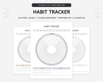 Monthly Habit Tracker Template, Printable Productivity Planning, Daily ...