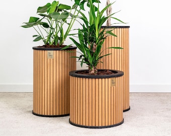Indoor Wooden Planters on Wheels, Mobile OAK Planter, Wheeled Planters, Plant Holder, Rolling Plant Stand for Home