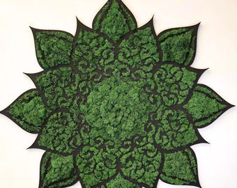 Moss Mandala Wall Decor – Wooden Boho Art Laser-Cut 3D with Preserved Moss for a Nature-Inspired, Eco-Friendly Home Accent, Easter Gift