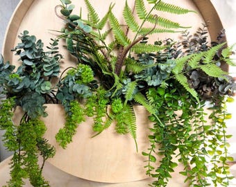 Green Wheel – Wall-Mounted Round Planter | Minimalist Plywood Design | Artificial Plant Holder