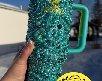 Szklany kubek Stanley o pojemności 40 uncji z kryształkami i półperłami