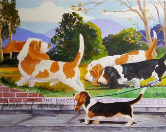 Basset Hound New Giclee Large Print Limited Edition Free Shipping Free Matching Card Great Christmas Gift for Basset Lovers