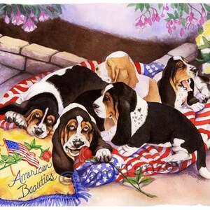 Basset Hound Patriotic 3 card Collection by Pam Tanzey Free Shipping image 3