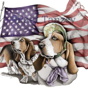 Basset Hound Patriotic 3 card Collection by Pam Tanzey Free Shipping image 2