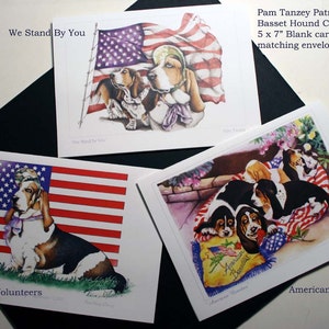Basset Hound Patriotic 3 card Collection by Pam Tanzey Free Shipping image 1