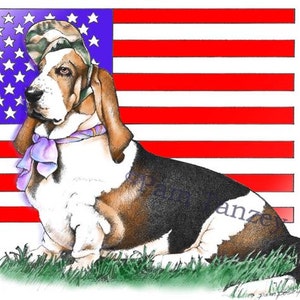 Basset Hound Patriotic 3 card Collection by Pam Tanzey Free Shipping image 4