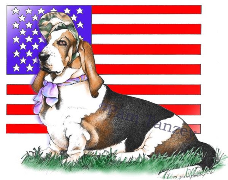 Basset Hound Patriotic 3 card Collection by Pam Tanzey Free Shipping image 4