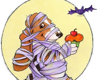 Halloween Basset Hounds Cute Fun Greeting Cards Set of Three Free Shipping