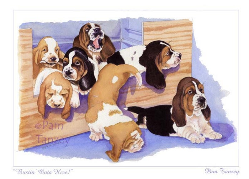 Basset Hound Puppies All Occasion 3 Card Collection image 2