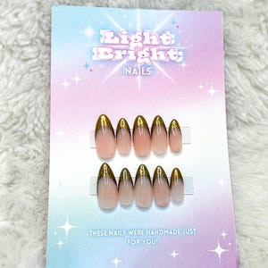 Chrome Press on Nails- Starlight, French Tip Chrome Nails