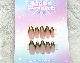 Chrome Press on Nails- Starlight, French Tip Chrome Nails