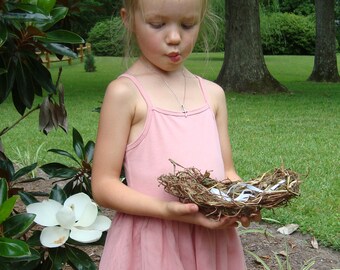 Ring Bearer Pillow Alternative, Rustic Country, Cottage Wedding, Wicker Tray, Mossy Nest