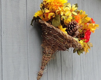 Wicker Cornucopia Rustic Handmade Wedding or Holiday Decor,  Handwoven Twig Hat,Witches Hat