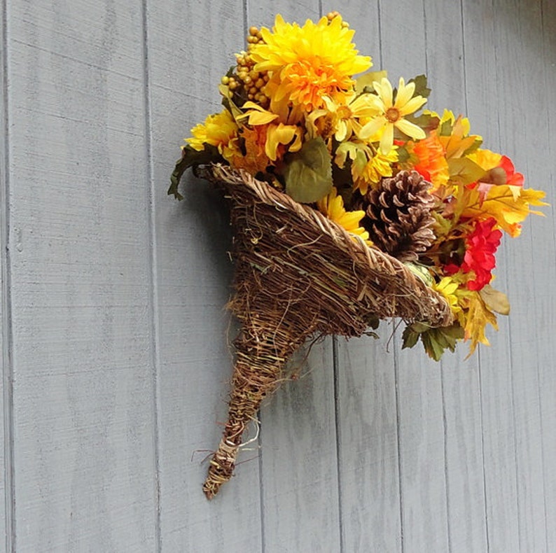 Wicker Cornucopia Rustic Handmade Wedding or Holiday Decor Etsy