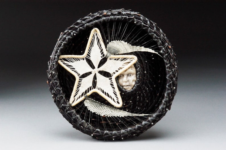 Woven Wall Hanging Moon Wall Sculpture Pine Needle Basket Etsy