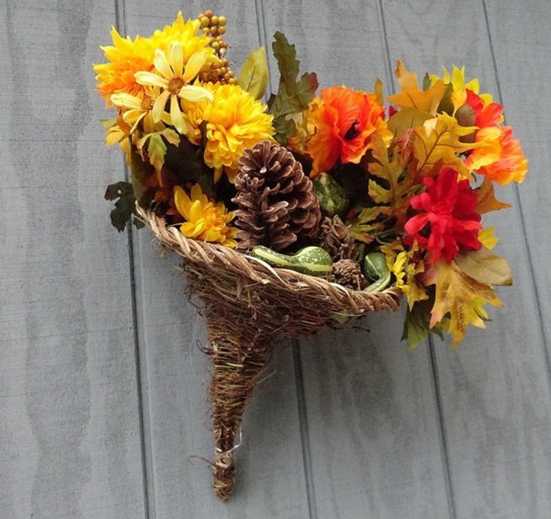 Wicker Cornucopia Rustic Handmade Wedding or Holiday Decor Etsy