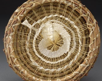 Woven Wall Hanging, Moon Wall Sculpture, Pine Needle Basket - Catching the Pale Moon