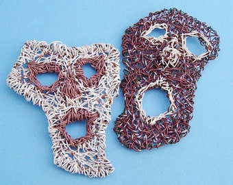 Eco Friendly Recycled Wire Wall Hangings, Set of 2 Masks, Upcycled, Thespian, Woven Wall Hanging