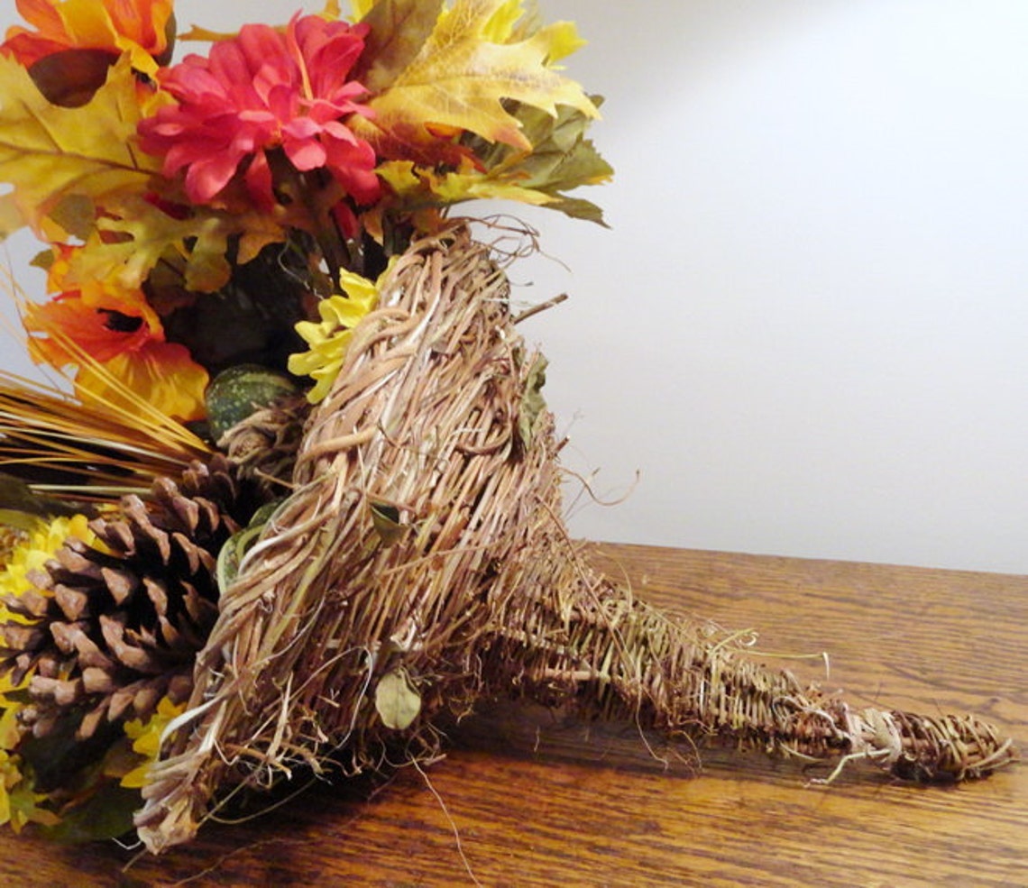 Wicker Cornucopia Rustic Handmade Wedding or Holiday Decor Etsy