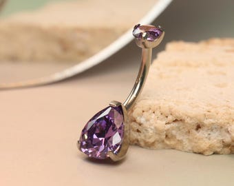 Shiny Teardrop Belly Button Ring Titanium Belly Button Ring 14G Internal Thread Belly Button Jewelry 10mm Belly Button Piercing Jewelry