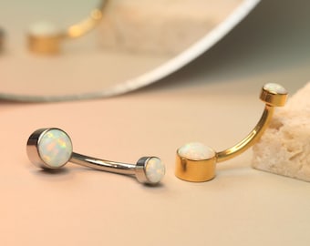 Cute Opal Belly Button Piercing Jewelry Purple/Pink/White/Blue Opal Belly Button Ring 14G Titanium Belly Button Barbell Piercing